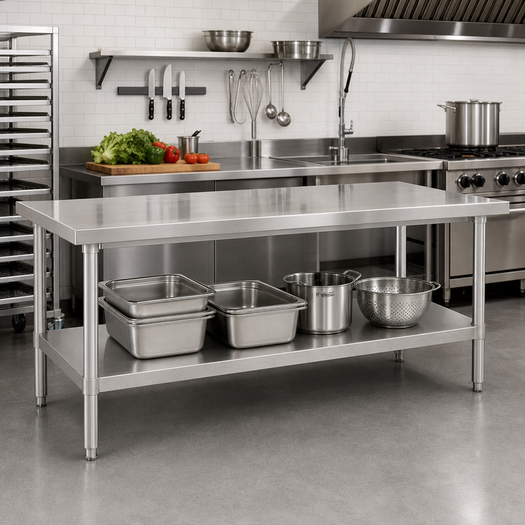 Product image #2 for Stainless Steel Undershelf for 72-Inch x 24-Inch Work Table