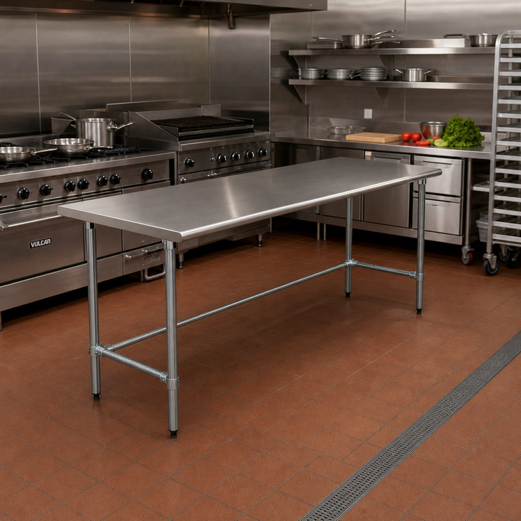 Product image #2 for Eagle Group BlendPort Deluxe Series Stainless Steel Flat Top Work Table, 60 x 24 Inches, Galvanized Base