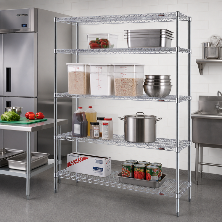 Product image #2 for Eagle Group 4-Tier Stationary Starter Wire Shelving Unit, 48W x 24D x 74H, Chrome-Plated