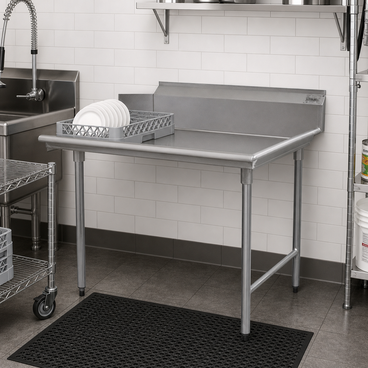 Product image #2 for Eagle Group BlendPort® 48-Inch Straight Right-Hand Clean Dishtable, 16-Gauge 300 Series Stainless Steel, 10-Inch Backsplash