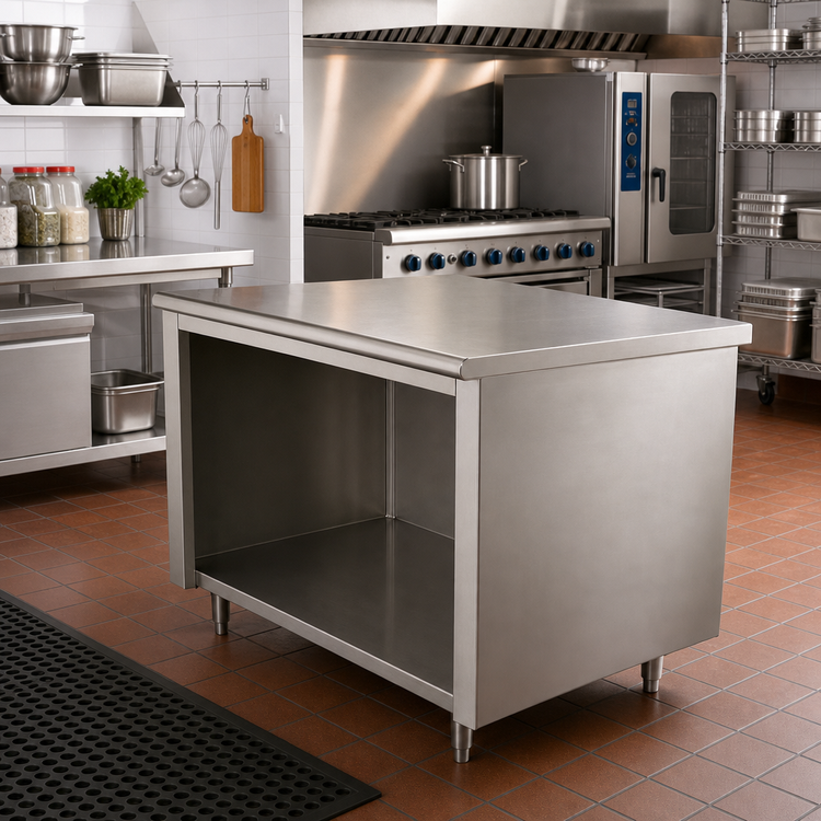 Product image #2 for Advance Tabco EB-SS-306 72-Inch x 30-Inch Stainless Steel Work Table with Open Front Cabinet Base