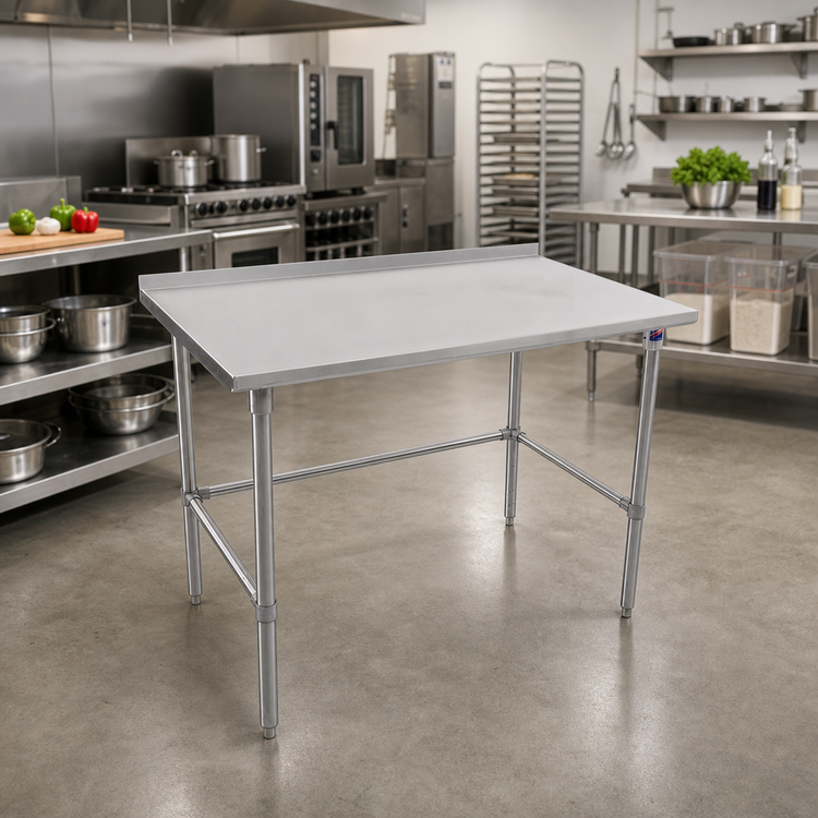 Product image #2 for John Boos Stallion 30 x 36-Inch Stainless Steel Work Table with Rear Backsplash and Safety Edge