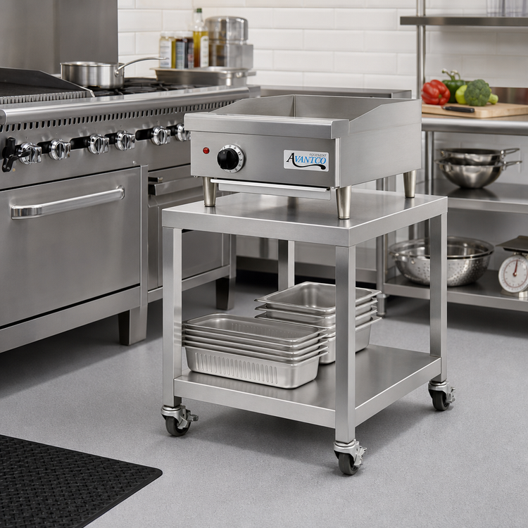 Product image #2 for Designer Series Stainless Steel Equipment Stand with Open Base and Undershelf, 18" W x 25" H