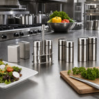 Thumbnail image #2 for American Metalcraft SP29 Round Stainless Steel Salt and Pepper Shaker Set, 1 oz., 3-Inch Height Case of 120