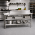 Thumbnail image #2 for Eagle Group Adjustable Stainless Steel Work Table Undershelf, 108 x 24 Inch, 18/430 Stainless Steel