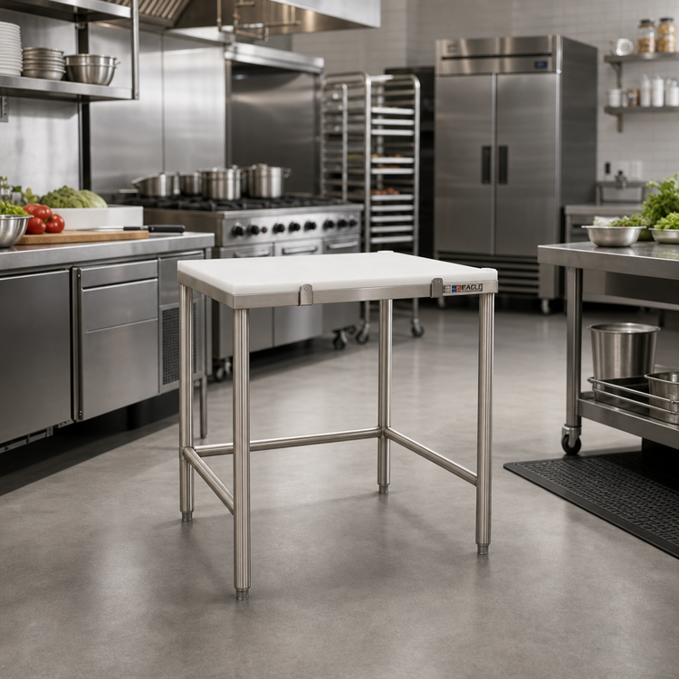 Product image #2 for Eagle Group 24 Inch x 24 Inch Poly Top Chopping Table with Stainless Steel Tubular Base