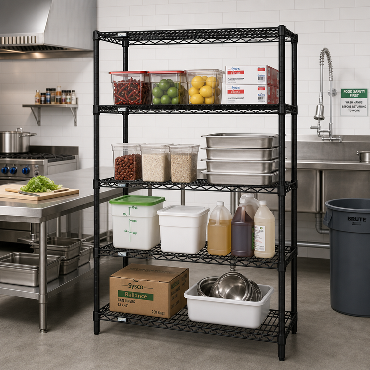Product image #2 for Quantum 48"W x 30"D x 63"H Black Epoxy Wire Shelving Starter Kit