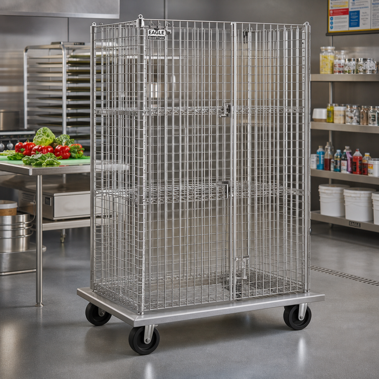 Product image #2 for Eagle QuadTruss Stainless Steel Open Wire Security Cage with Dolly Truck