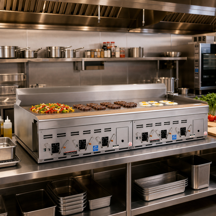 Product image #2 for Garland Master CG-72R 72-Inch x 24-Inch Countertop Gas Rear Drain Production Griddle