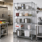 Thumbnail image #2 for Quantum WR86-3036S-5 Stationary 5-Shelf Wire Shelving Starter Kit, 36"W x 30"D x 86"H, 304 Stainless Steel