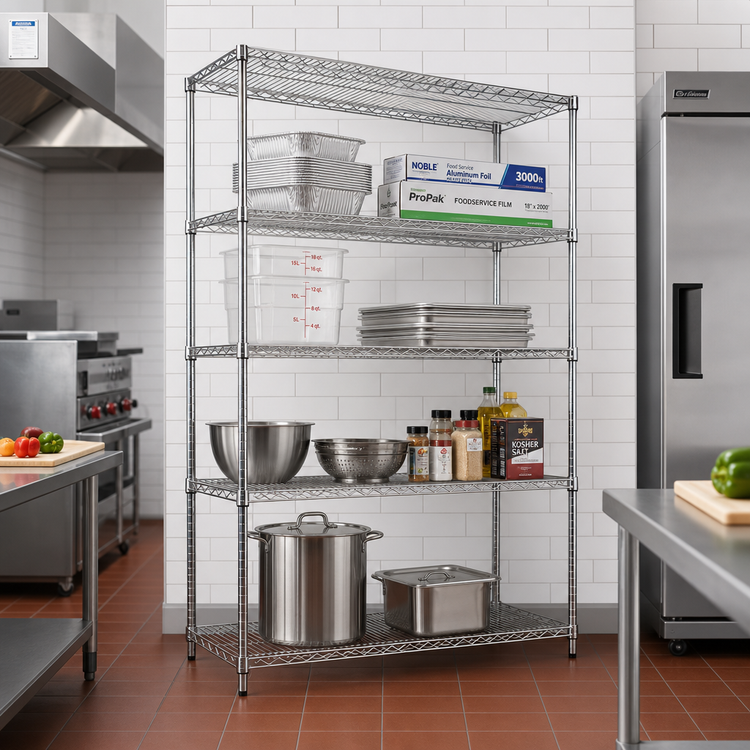 Product image #2 for 4-Shelf 18" x 36" Chrome-Plated Wire Shelving Starter Kit with 74" Posts