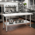 Thumbnail image #2 for Eagle Group Deluxe T36120SEB Stainless Steel Work Table with Adjustable Undershelf, 120 x 36 Inches, 16/300 Series Top, Flat Top
