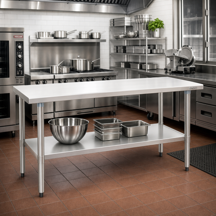 Product image #2 for Eagle Deluxe Series Stainless Steel Work Table with Adjustable Undershelf, 120 x 36 Inches