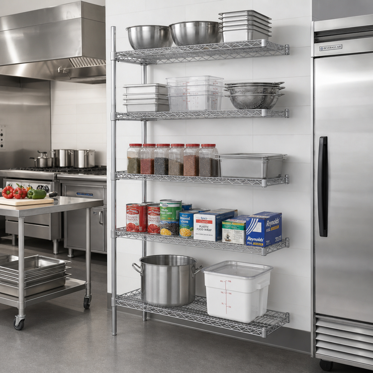 Product image #2 for Eagle Group 5-Tier Chrome-Plated Wire Add-On Shelving Unit, 36 Inch Wide x 24 Inch Deep x 86 Inch High