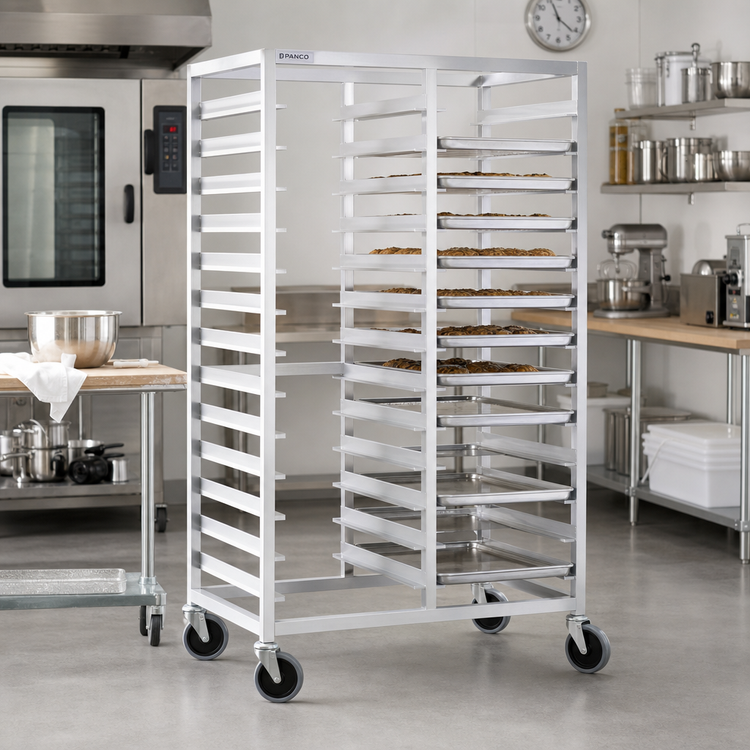 Product image #2 for Panco Mobile Double-Compartment Aluminum Tray Rack for 18 x 26 Inch Trays