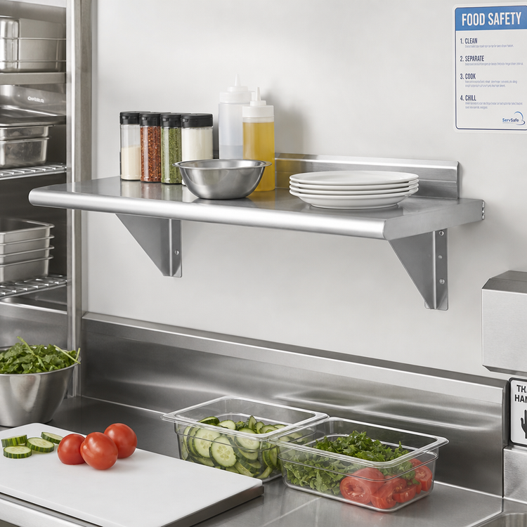 Product image #2 for Advance Tabco 24" x 10" Wall-Mounted 18/430 Stainless Steel Shelf