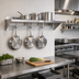 Thumbnail image #2 for John Boos Stallion Wall-Mount Commercial Pot Rack Shelf, 36 x 18 x 13 Inches, Stainless Steel, 3 Hooks