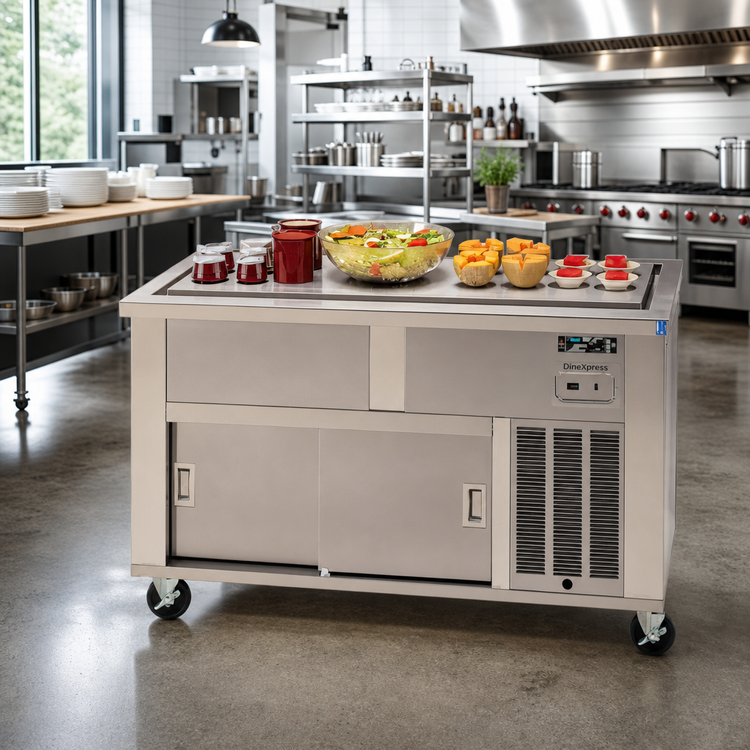 Product image #2 for DineXpress DXP3FT 46 Inch 3-Pan Frost Top Mobile Serving Counter