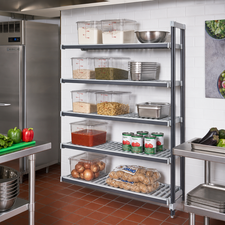 Product image #2 for Cambro Camshelving Elements XTRA 5-Shelf Vented Stationary Add-On Shelving Unit, 18" Deep x 54" Wide x 72" High