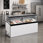 Thumbnail image #2 for Master-Bilt Products DD-88LCG Low Curved Glass Ice Cream Dipping/Display Merchandiser, 16 Display/12 Storage 3-Gallon Tubs
