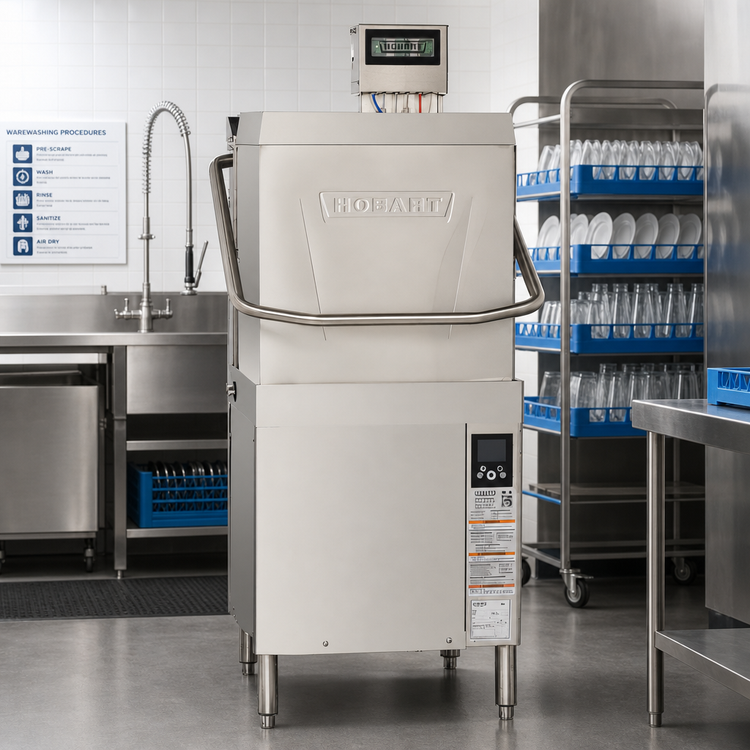 Product image #2 for Hobart Warewash AM16SCB-16 Door-Type Low-Temp Chemical Sanitizing Dishwasher, 208/240V, 72 Racks/Hour, Straight-Thru/Corner