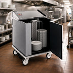 Thumbnail image #2 for Carter-Hoffmann (Middleby) CD252 Unheated Enclosed Rotary Dish Storage Cart, 252-Plate Capacity, 11-Inch Max Plates, Stainless Steel