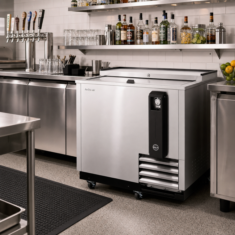 Product image #2 for Turbo Air Super Deluxe 36-Inch Stainless Steel Bottle Cooler with Sliding Lid, 8.5 Cu. Ft.