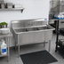 Thumbnail image #2 for BK Resources Three Compartment Stainless Steel Sink, No Drainboards, 16 x 20 x 12 Inch Bowls, 9-Inch Backsplash