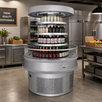 Thumbnail image #2 for Turbo Air TIOM-48RRS-N 3-Tier Self-Serve Refrigerated Island Merchandiser, Open Curved, Self-Contained, Stainless Steel, 11.2 Cu. Ft.