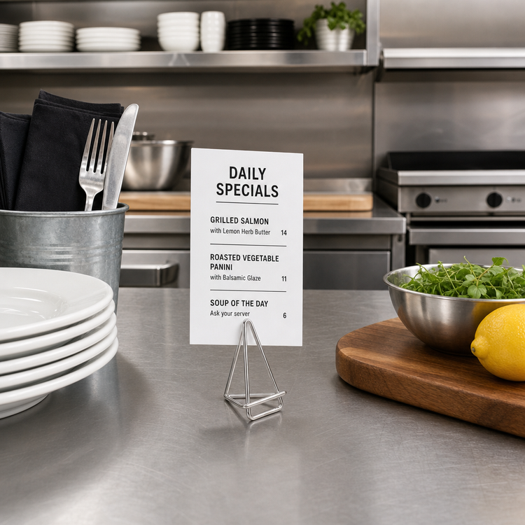 Product image #2 for American Metalcraft Geometric Metal Tabletop Menu Card Holder, 2 Inch High, Silver
