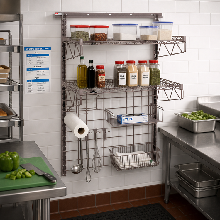 Product image #2 for Metro SmartWall Complete Prep Wall-Mounted Starter Unit with 2 Wire Shelves, Metroseal Gray