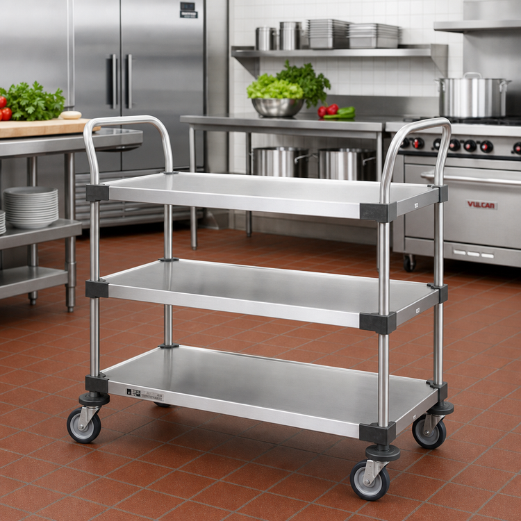 Product image #2 for Metro Super Erecta MW205 3-Shelf Solid Stainless Steel Utility Bus Cart