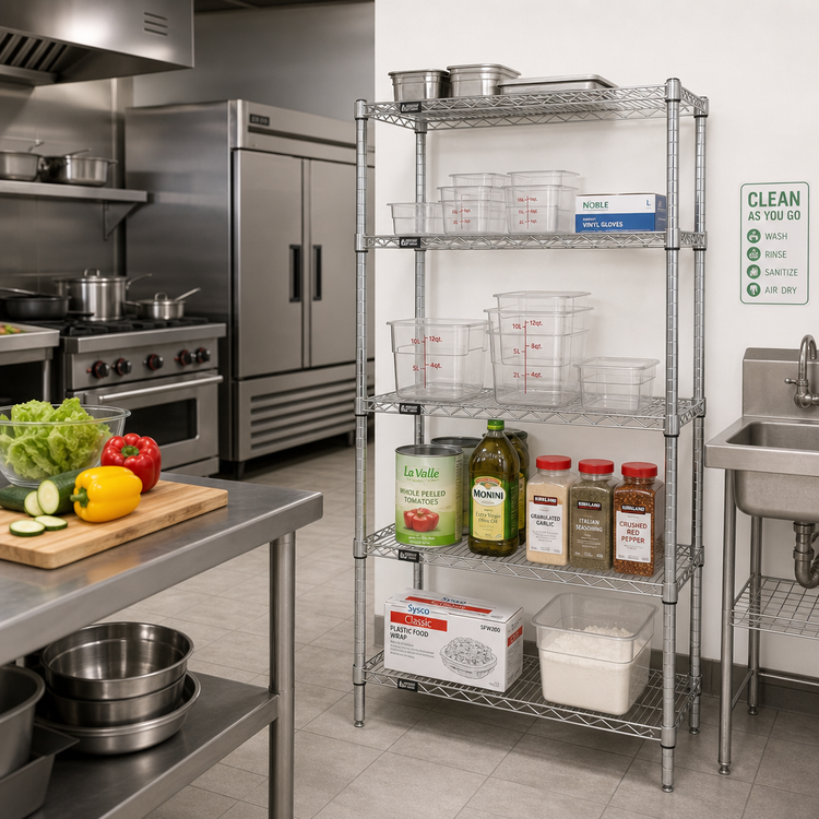 Product image #2 for Quantum 24"W x 24"D x 74"H 4-Shelf Wire Shelving Starter Kit, 304 Stainless Steel