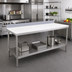 Thumbnail image #2 for Advance Tabco Poly-Vance 60-Inch x 30-Inch Poly Top Work Table with 6-Inch Stainless Steel Backsplash and Undershelf