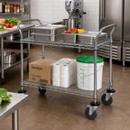 Thumbnail image #2 for Quantum WRC-2436-2 2-Shelf Chrome-Plated Wire Utility Cart, 36 x 24 x 37-1/2 Inches, 1,200 lb Capacity