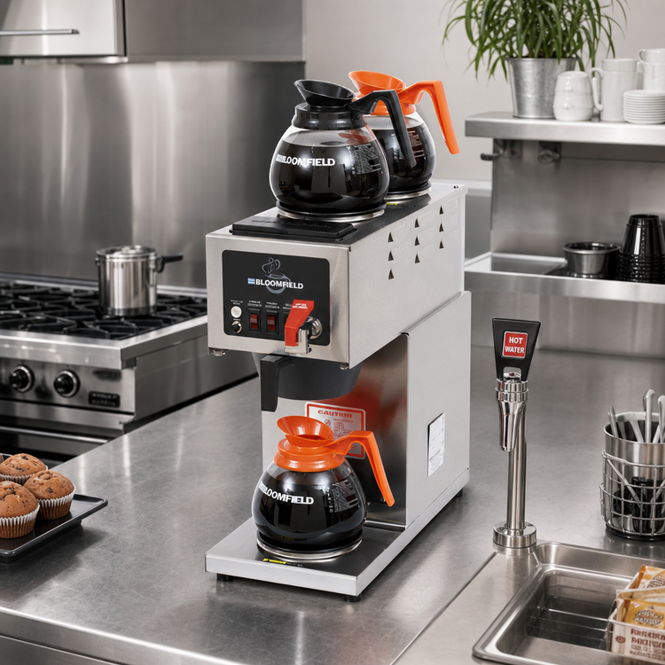 Product image #2 for Bloomfield Integrity Single Automatic Fill Decanter Brewer with 3 Warmers and Hot Water Faucet, 120V