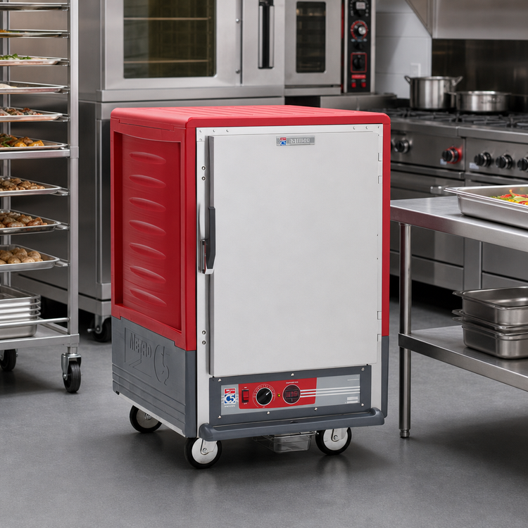 Product image #2 for Metro C5 3 Series Mobile Half-Height Heated Holding Cabinet with Solid Door and Fixed Wire Slides