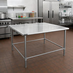 Thumbnail image #2 for Eagle Group Spec-Master T4848STE 48" x 48" Stainless Steel Work Table, 14-Gauge 300-Series Top, Open Base, Flat Top
