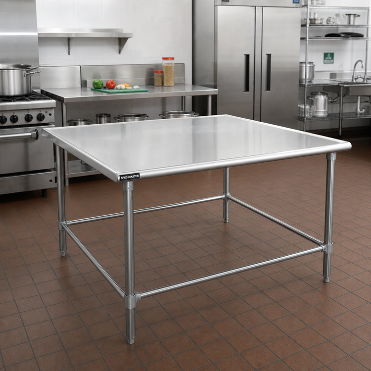 Product image #2 for Eagle Group Spec-Master 48" x 48" Square Stainless Steel Work Table with Open Base