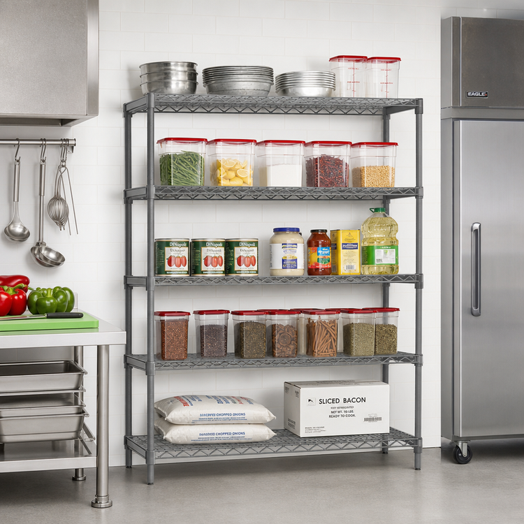 Product image #2 for Eagle Group Valu-Master 5-Tier Add-On Wire Shelving Unit, 72"W x 24"D x 74"H, Pewter Gray Epoxy