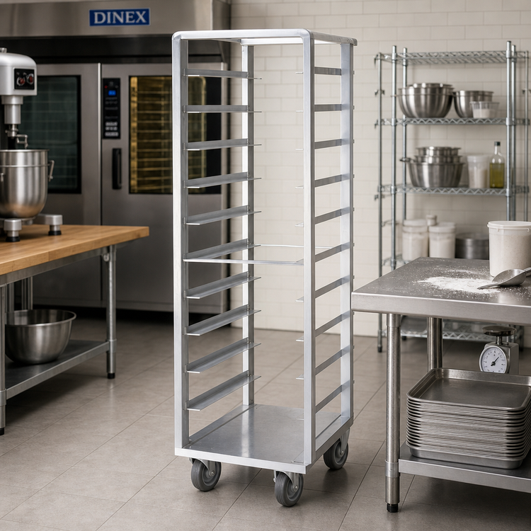 Product image #2 for Dinex Heavy-Duty Aluminum Angle Pan Rack, 30 Full-Size Sheet Pan Capacity, 2-Inch Slide Spacing