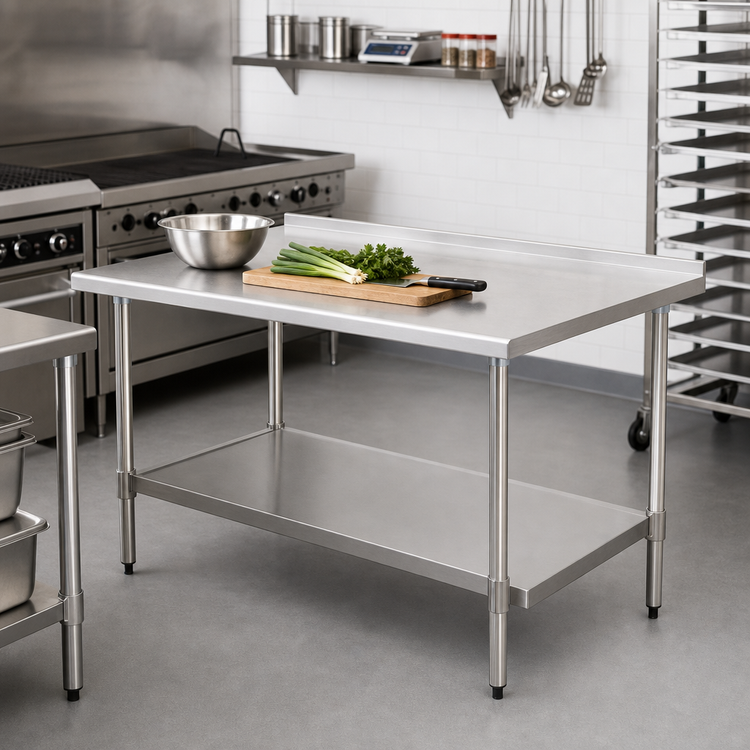 Product image #2 for Eagle Group Spec-Master 30" x 24" 14-Gauge Stainless Steel Work Table with Undershelf and Rear Up-Turn