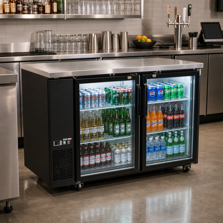 Product image #2 for BK Resources 48-Inch Two-Door Glass Back Bar Refrigerator
