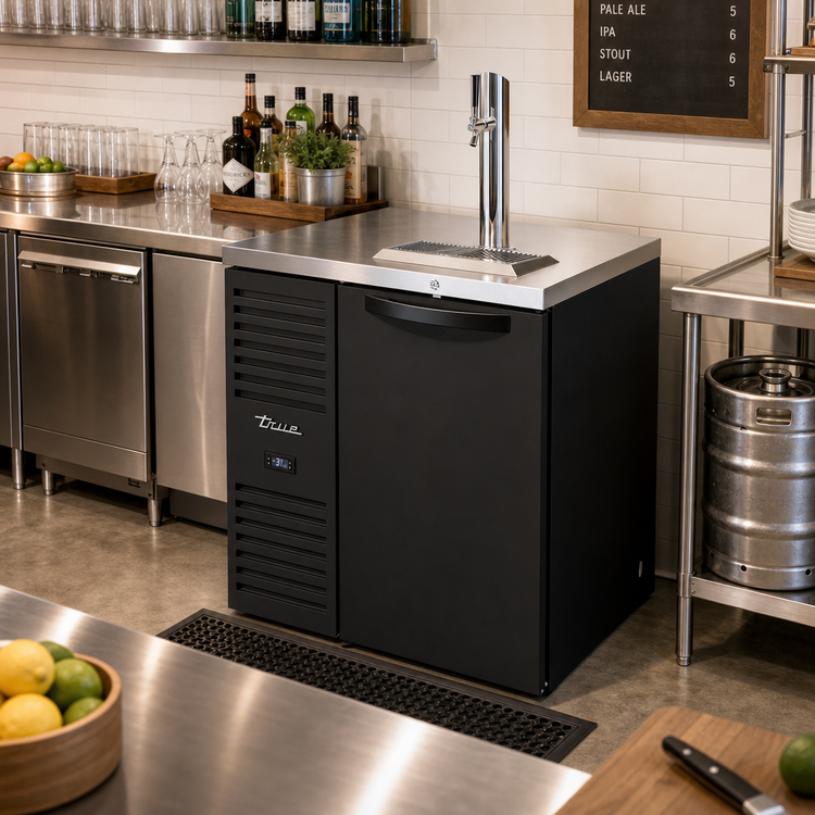Product image #2 for True 32-Inch One-Section Refrigerated Draft Bar Cooler with Single-Faucet Beer Column