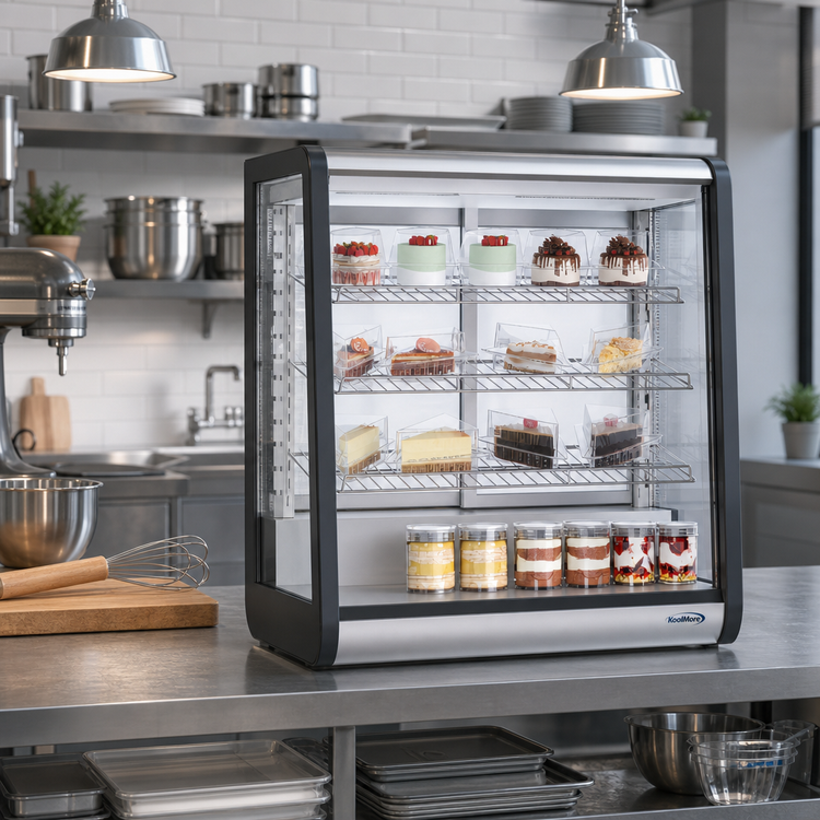 Product image #3 for KoolMore 31-Inch Countertop Full-Service 4-Tier Refrigerated Display Case with 3 Adjustable Shelves
