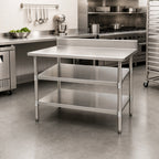 Thumbnail image #2 for Eagle Group 3036SADJUS-18/3 Adjustable Stainless Steel Work Table Undershelf, 36"W x 30"D, 18 Gauge 304 Stainless, for Uni-Lok Hat Channel Frames