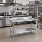 Thumbnail image #2 for Duke Manufacturing 416-2448-5R 48 x 24 Stainless Steel Work Table, 16-Gauge 400 Series Top, 5-Inch Riser, Galvanized Undershelf