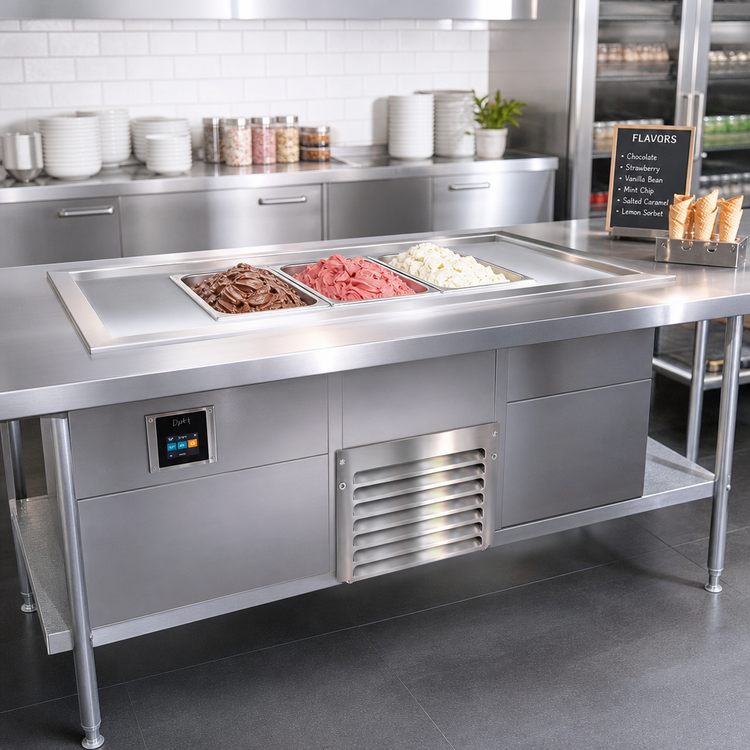 Product image #1 for Duke HotFrost RFT3-SB Recessed Frost Top Drop-In Display Unit, 3-Pan Capacity