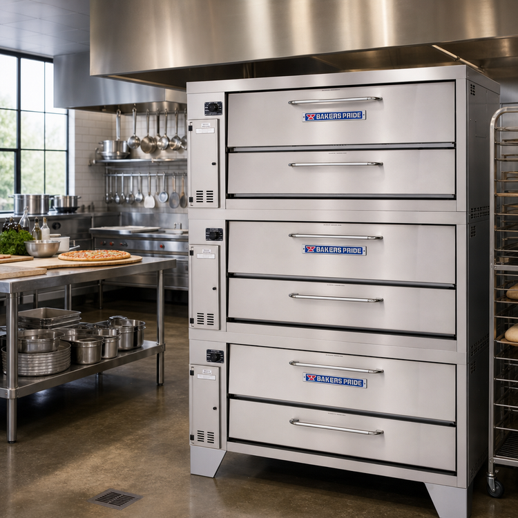 Product image #2 for Bakers Pride Super Deck Series 3-Deck Gas Pizza Deck Oven, 54" x 34-1/2" Ceramic Bake Deck