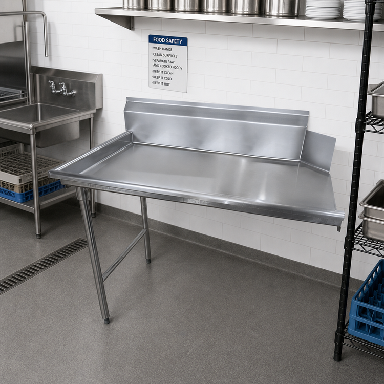 Product image #2 for Advance Tabco Special Value Series Straight Left-Hand Dish Table, 47 x 30 Inches, 16/304 Stainless Steel